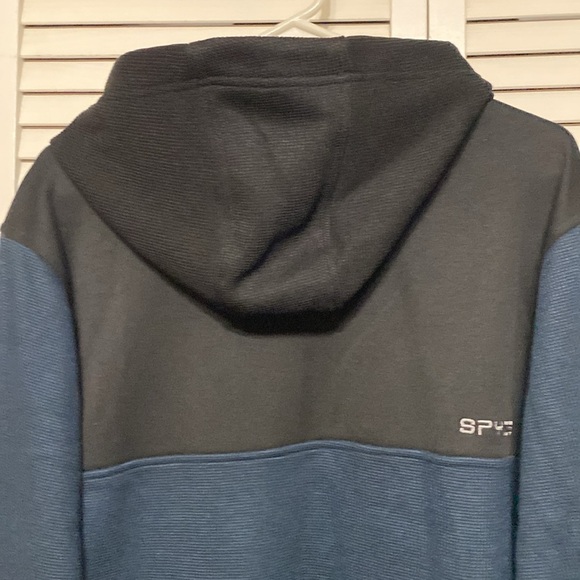 Spyder Hoodie Black Blue, Half Zip Waffle Knit Size L NWT - Picture 7 of 8